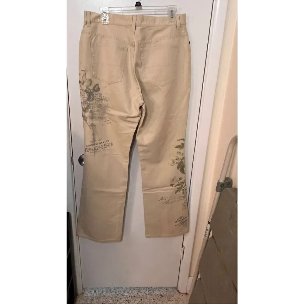 LAUREN RALPH LAUREN JEANS CO.  LETTER PRINT NATURAL HIGH RISE SLIMING PANTS SZ 1